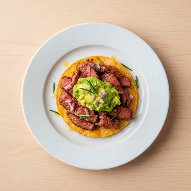 Bistec / Lean Beef Tostada.