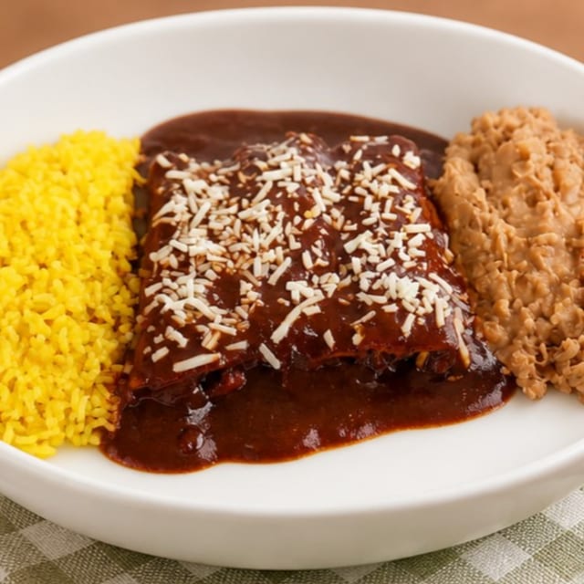 Enchiladas de Mole Beef.