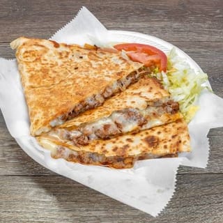 Small Chicharron / Pork Skin Quesadilla filled with mozzarella Cheese.